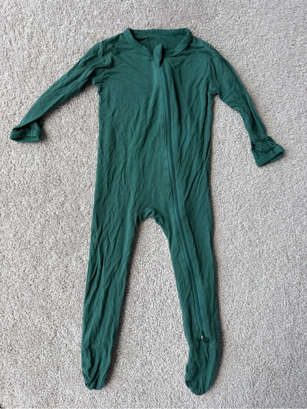 Kyte BABY Deep Green Zippered Footed One-Piece